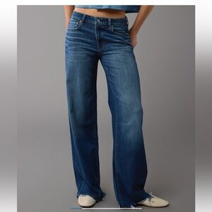 EUC Sz 4 reg AE Dreamy Drape Stretch Low-Rise Baggy Wide-Leg Jean